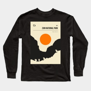 Zion National Park Vintage Minimal Retro Travel Poster Long Sleeve T-Shirt